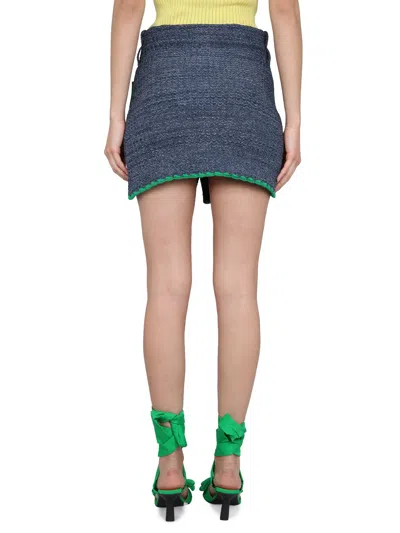 Cormio Whimsical Scalloped Hem Skirt In Blue