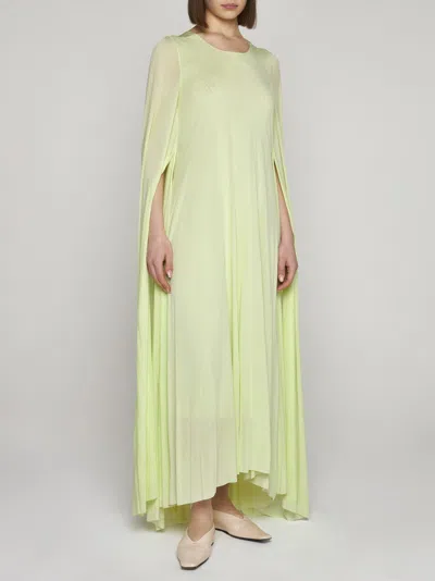 Jil Sander Viscose Cape Long Dress In Yellow