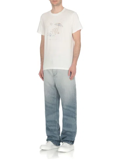 Botter Crystal Embellished Wide Leg Jeans In Denim
