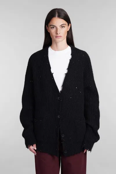 Shop Laneus Cardigan In Black Wool In Nero/black