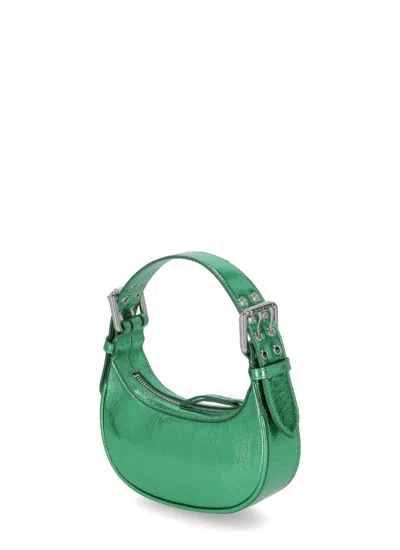 By Far Metallic Zipped Shoulder Bag In Green