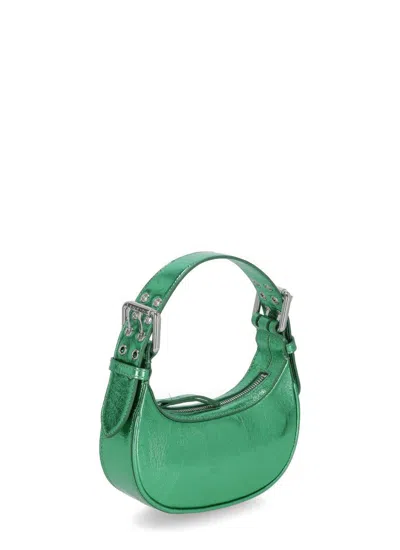 By Far Metallic Zipped Shoulder Bag In Green