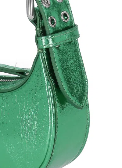 By Far Metallic Zipped Shoulder Bag In Green