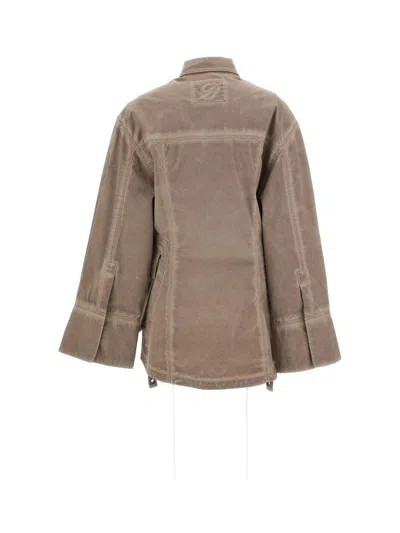 Blumarine Eyelet-embellished Denim Jacket In Brown