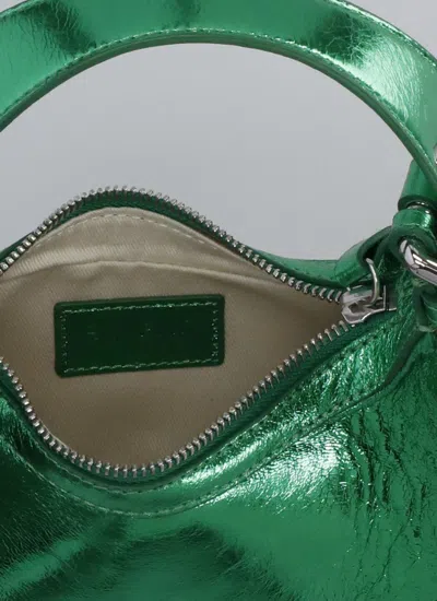 By Far Metallic Zipped Shoulder Bag In Green