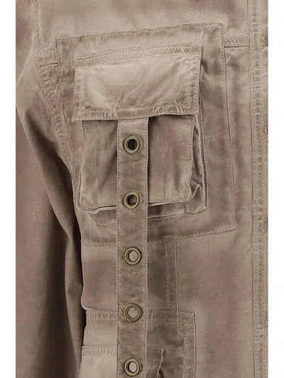 Blumarine Eyelet-embellished Denim Jacket In Brown