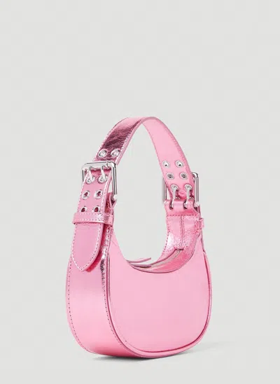 By Far Soho Metallic Mini Shoulder Bag In Fuchsia