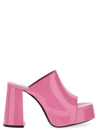 By Far Pink Brad Patent Leather Heels In Fuchsia