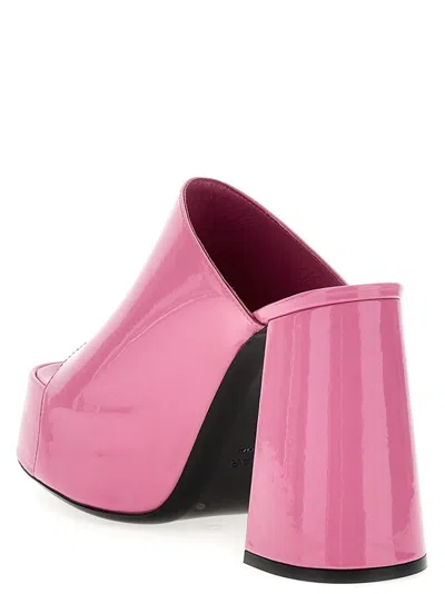 By Far Pink Brad Patent Leather Heels In Fuchsia