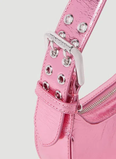 By Far Soho Metallic Mini Shoulder Bag In Fuchsia