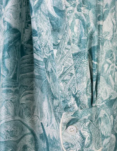 F.r.s For Restless Sleepers F.r.s. - For Restless Sleepers Long Shirt Dress With Monkey Print In Light In Blue
