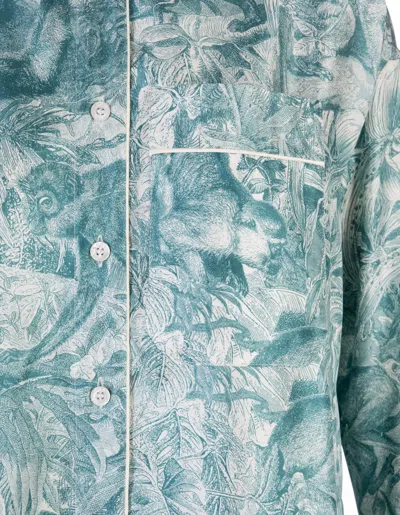 F.r.s For Restless Sleepers F.r.s. - For Restless Sleepers Long Shirt Dress With Monkey Print In Light In Blue