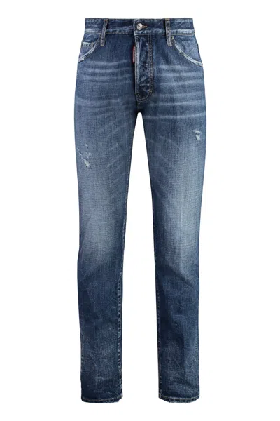 Shop Dsquared2 Slim Fit Jeans In Navy Blue