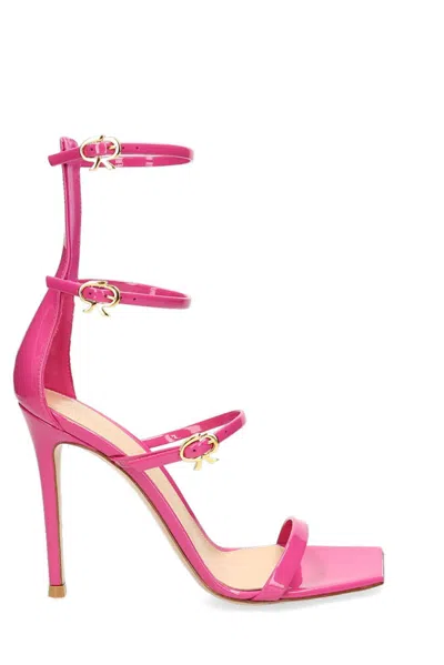 Gianvito Rossi Ribbon Uptown Patent High Heel Sandals In Fuchsia