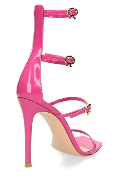 Shop Gianvito Rossi Ribbon Uptown Heeled Sandals In Fuchsia