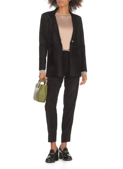 D Exterior Wool Blend Blazer In Black