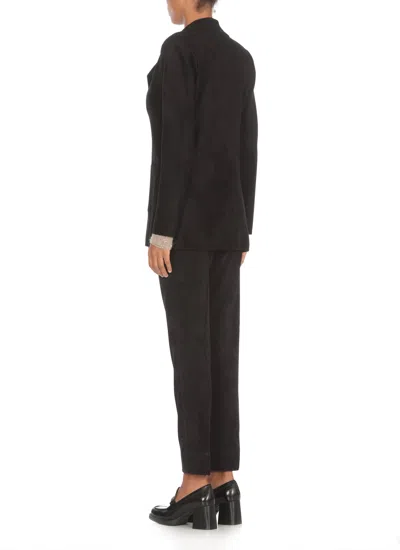 D Exterior Wool Blend Blazer In Black
