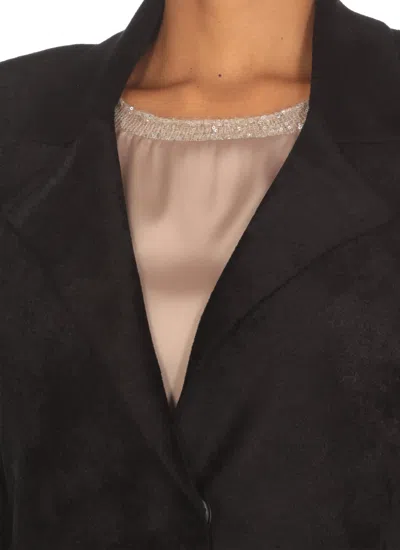 D Exterior Wool Blend Blazer In Black