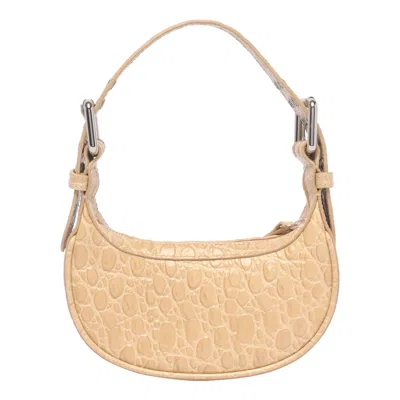 By Far Mini Soho Crocodile-embossed Shoulder Bag In Beige