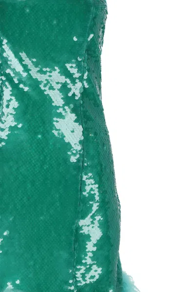 Giuseppe Di Morabito Feather-trimmed Sequin Embellished Sleeveless Dress In Clear Blue