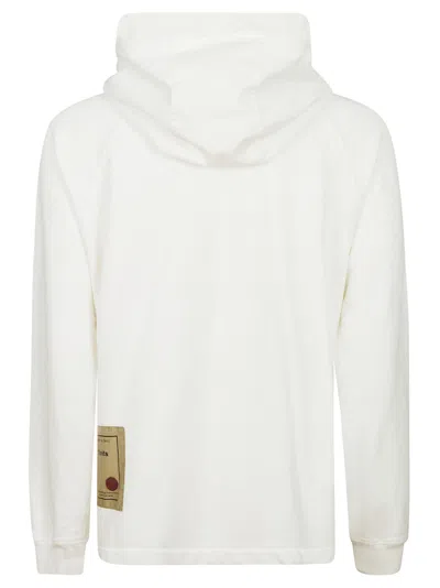 Ten C Cotton Hoodie Front Pocket In White