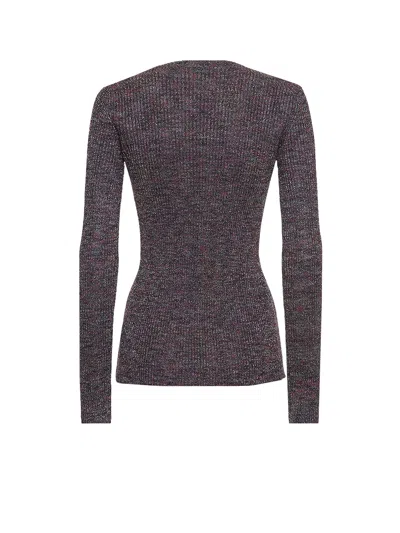Gcds Long Multicolor Cardigan With Logo Clip In Lurex Woman In Grey