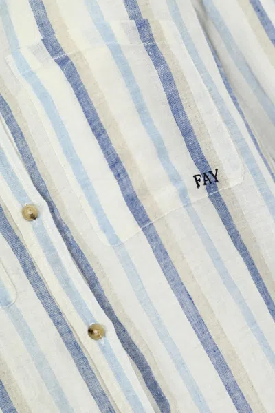 Shop Fay Linen Shirt  In Blue