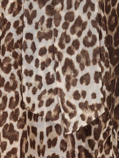 Shop Zimmermann Illustration Billow Mini Dress In Chocolate Leopard