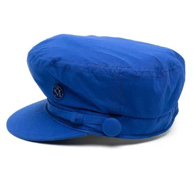 Maison Michel Abby Sailor Cap Button Detail In Blue