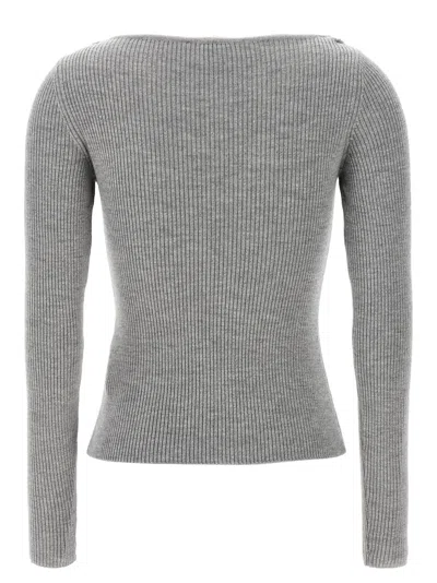Giuseppe Di Morabito Square Neck Chain Detail Fitted Sweater In Grey