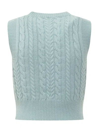 Shop Des Phemmes Knit Top With Rhinestones In Dust Blue