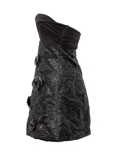 Des_phemmes Dress With Floral Decoration In Black