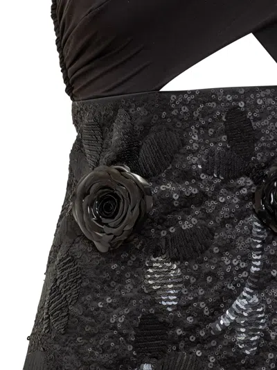Des_phemmes Dress With Floral Decoration In Black