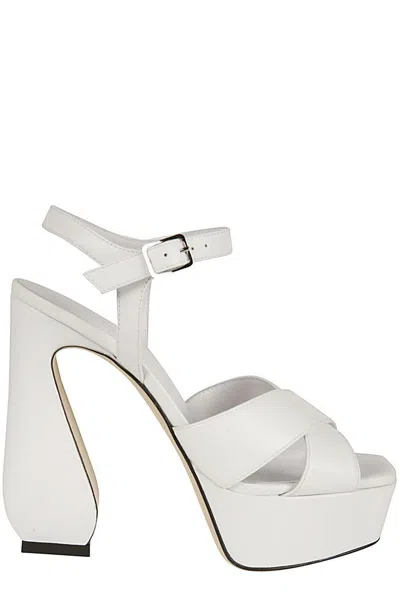 Si Rossi White Sandals With A Sculpted Heel In White