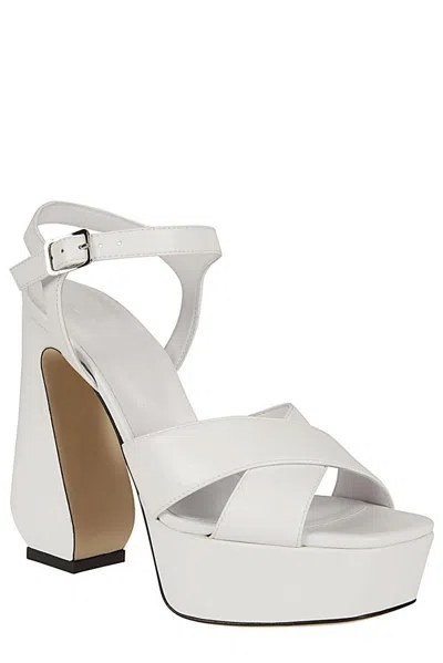 Si Rossi White Sandals With A Sculpted Heel In White