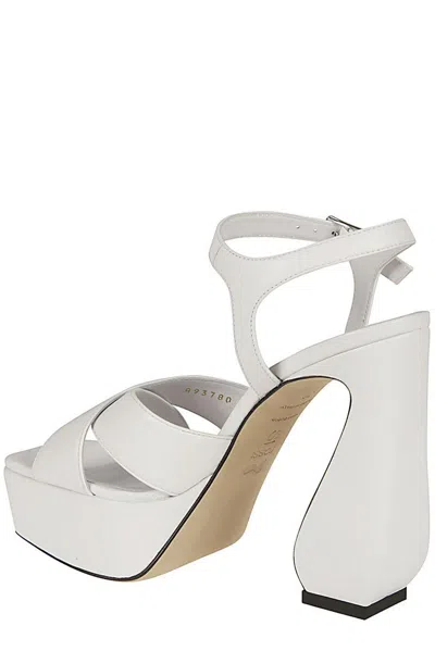 Si Rossi White Sandals With A Sculpted Heel In White