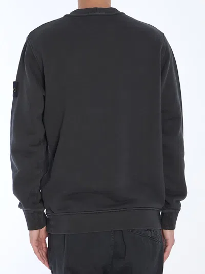 Shop Stone Island Cotton Sweatshirt In Lead Grey