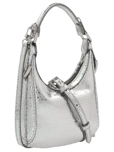 By Far Cosmo Metallic Leather Handbag In Silver