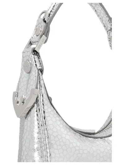 By Far Cosmo Metallic Leather Handbag In Silver
