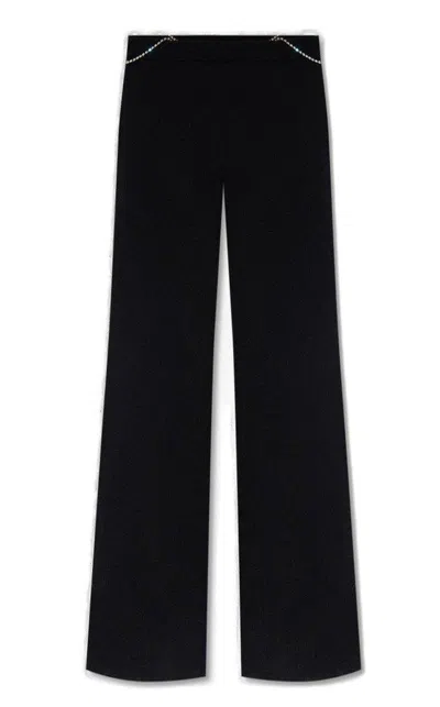 Gcds Crystal Embellished Wide Leg Trousers In Black