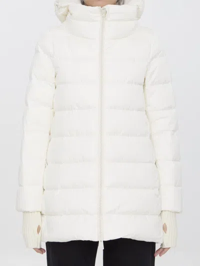 Herno White Down Jacket With Drawstring Hood In Tech Fabric Woman In White