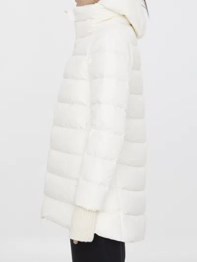 Herno White Down Jacket With Drawstring Hood In Tech Fabric Woman In White