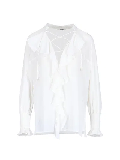 The Seafarer Shirt With Ruffles In White