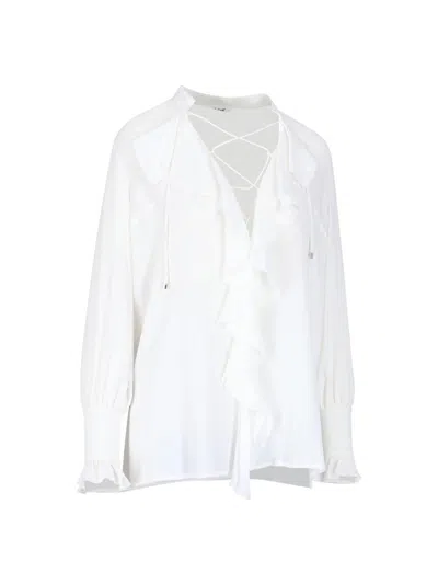 The Seafarer Shirt With Ruffles In White