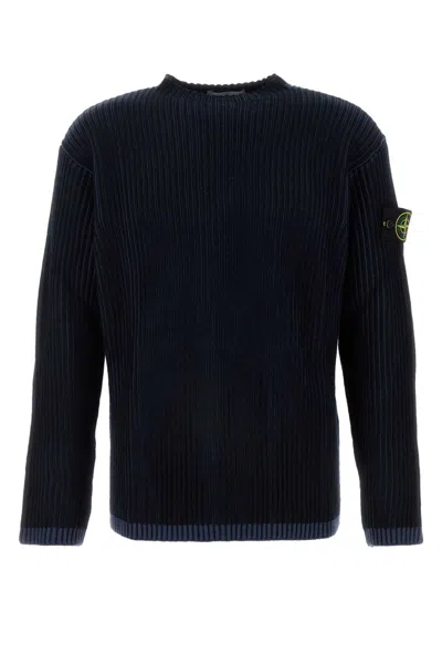 Shop Stone Island Navy Blue Wool Sweater