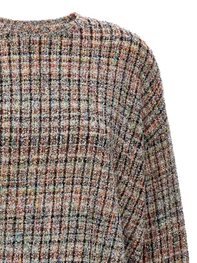 Shop Missoni Sequin Bouclé Sweater In White/pink/lila