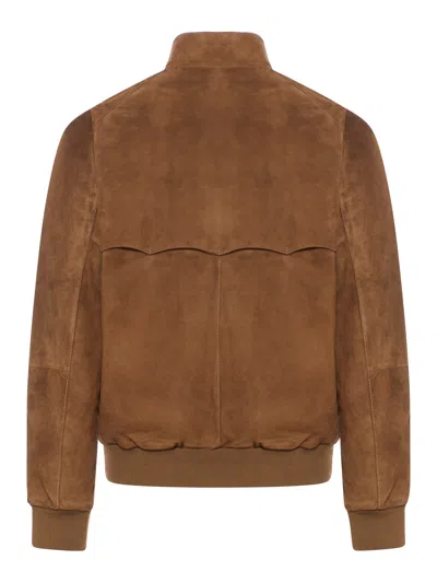 Baracuta Brown Leather Outerwear Jacket In Taupe