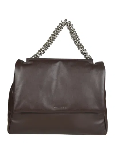 Orciani Chain-link Detail Tote Bag In Chocolate