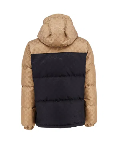 Shop Gucci Two-toned Padded Jacket In Black Mix