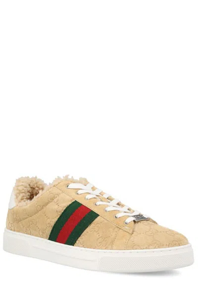 GUCCI WEB DETAILED LOW-TOP SNEAKERS 